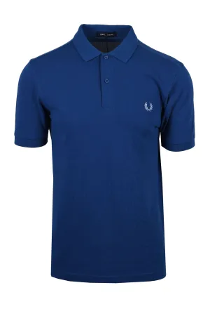 Fred Perry Plain Polo Shirt Shaded Cobalt/Light Smoke