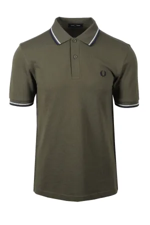 Fred Perry Twin Tipped Polo Laurel Green/light Ice/Tennis Blue