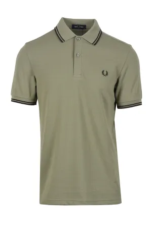 Fred Perry Twin Tipped Polo Olive Mint/Night Green