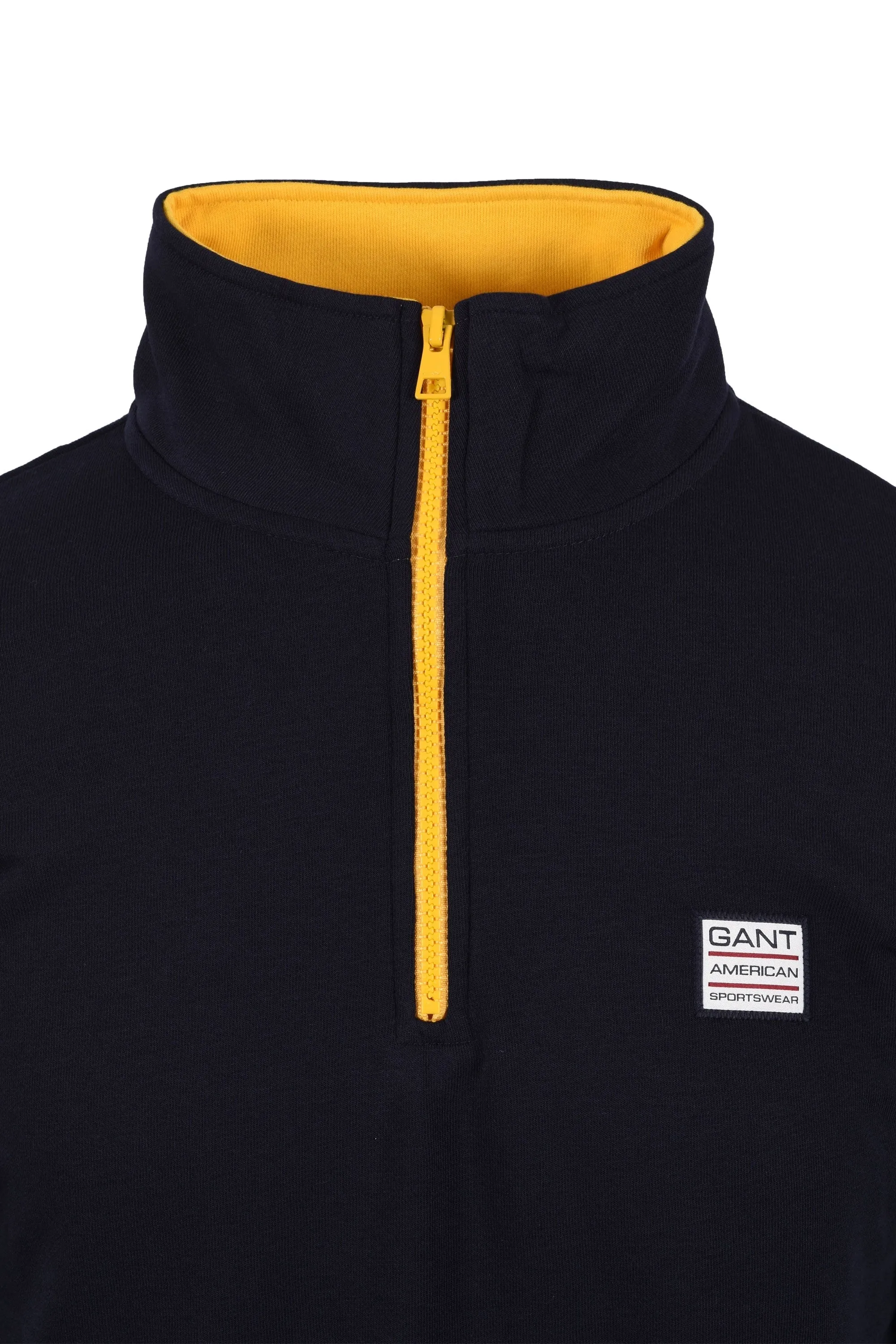 Gant Contrast Half Zip Evening Blue