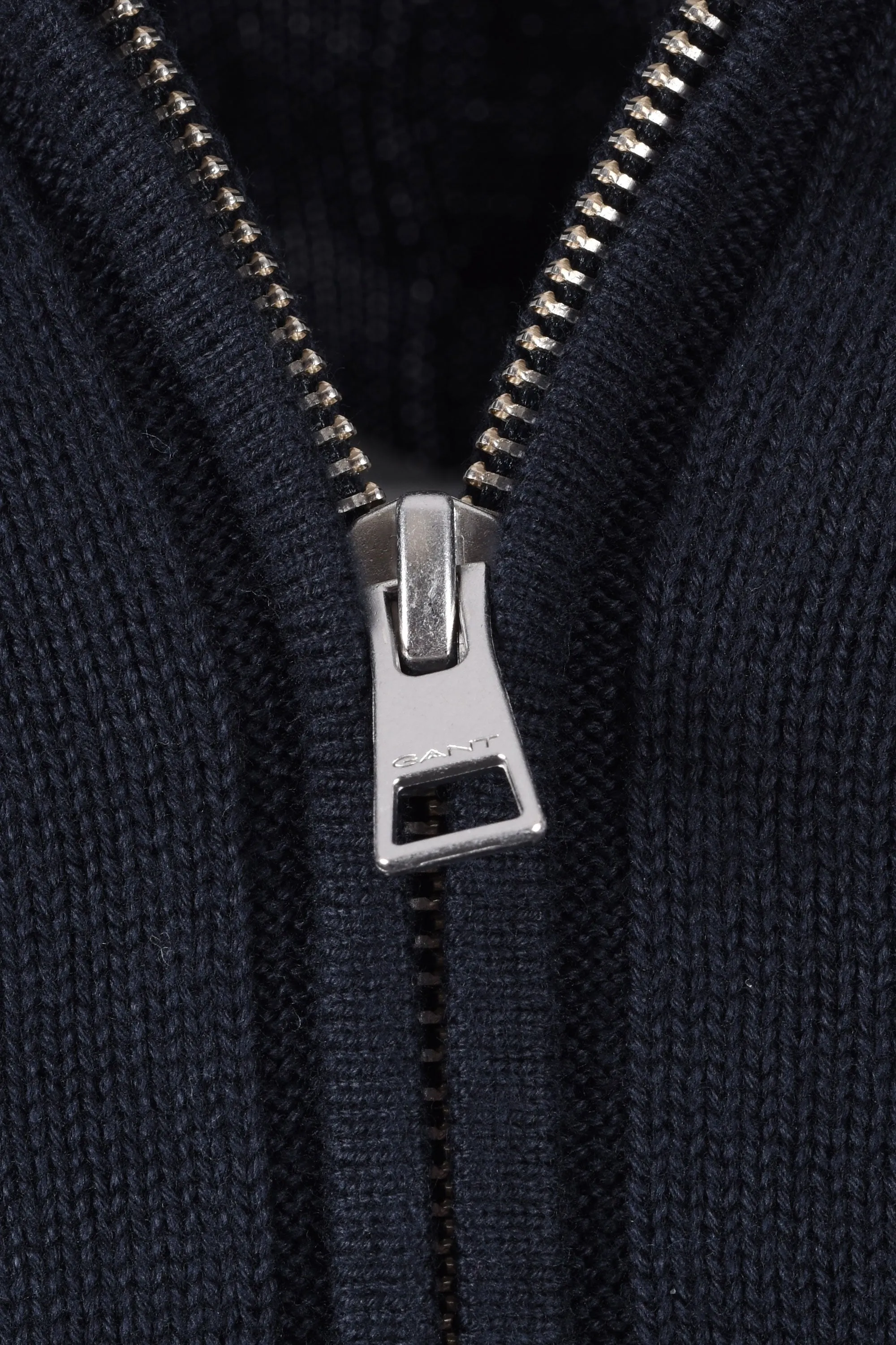 Gant Cotton Cable Half Zip Knitwear Evening Blue