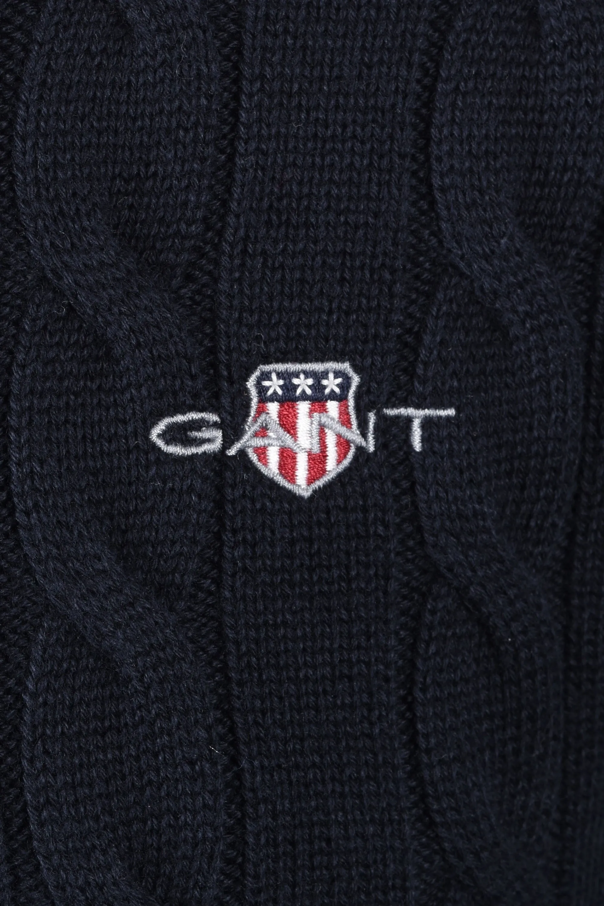 Gant Cotton Cable Half Zip Knitwear Evening Blue