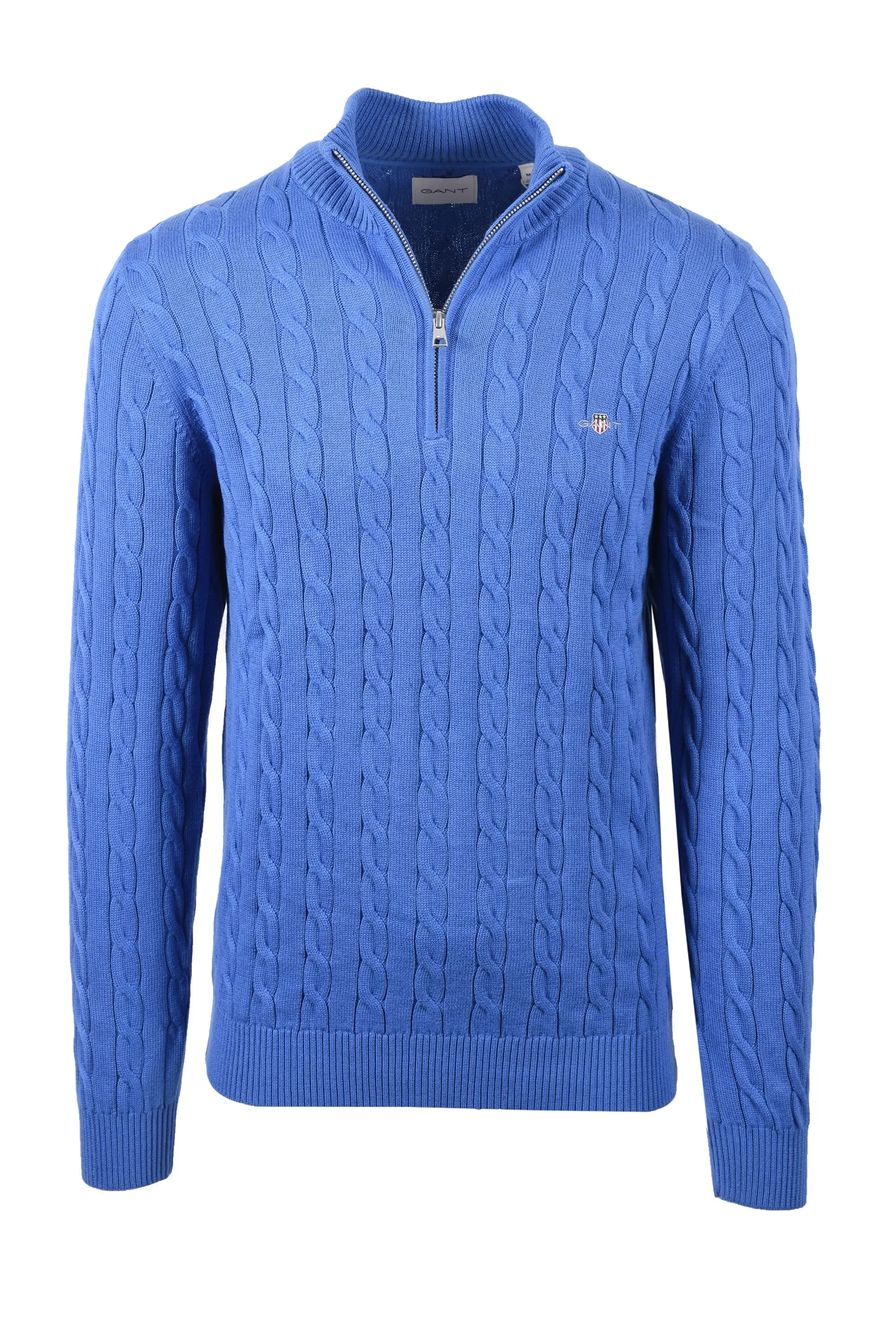 Gant Cotton Cable Half Zip Knitwear Rich Blue