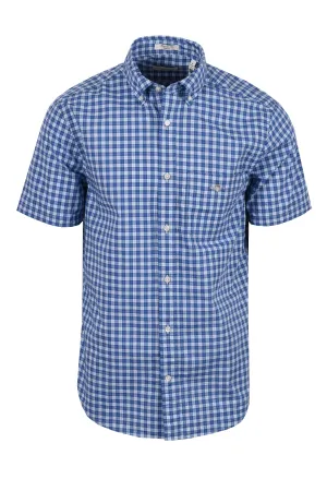 Gant Reg Classic Poplin Check Short Sleeved Shirt Rich Blue