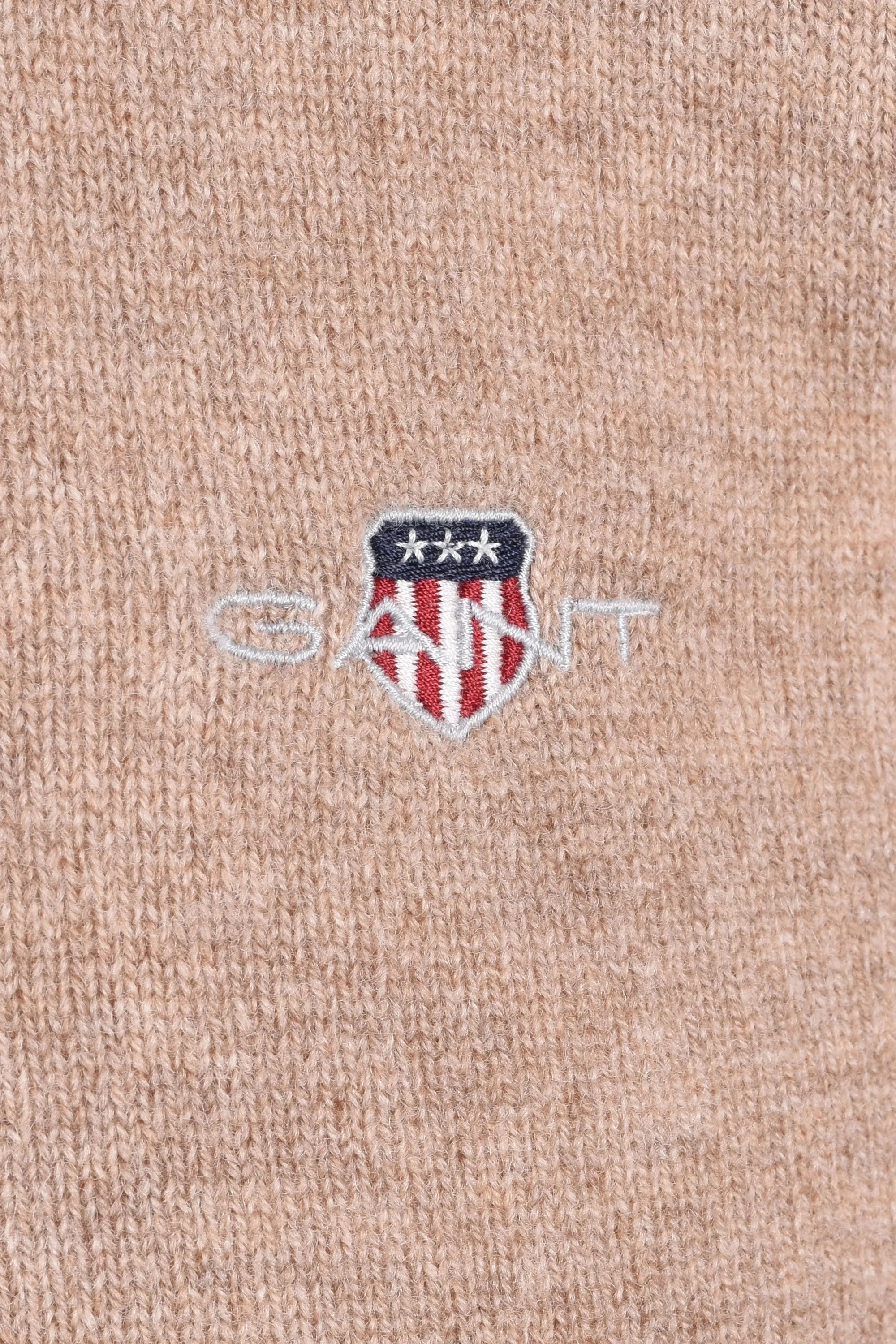 Gant Superfine Lambswool Crew Neck Knitwear Dark Sand Melange
