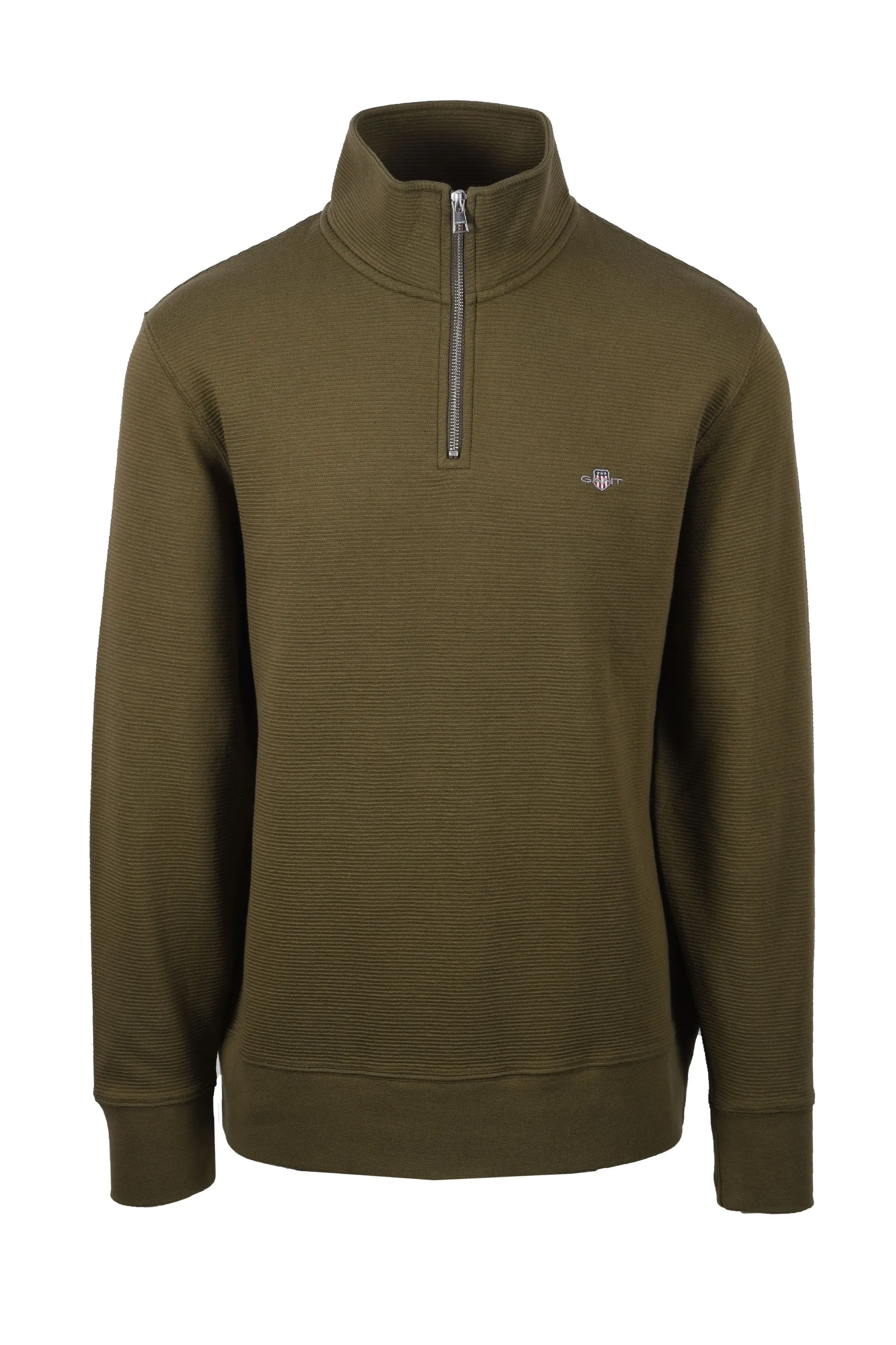 Gant Texture Half Zip Knitwear Juniper Green