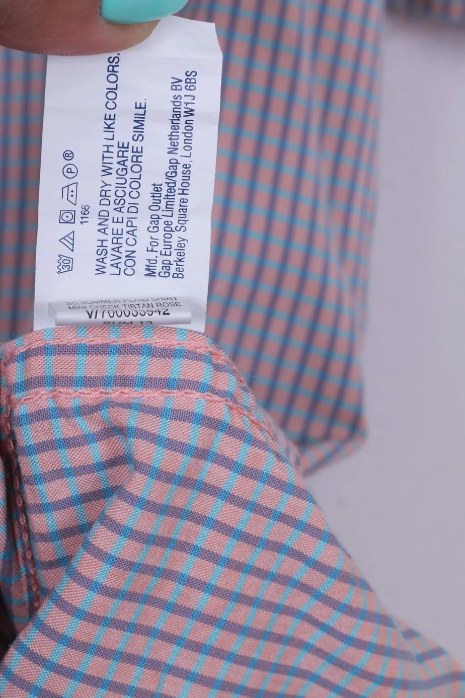 Gap Mens M Casual Shirt Short Sleeve Classic Fit Mini Check Tibtan Rose Summer Top