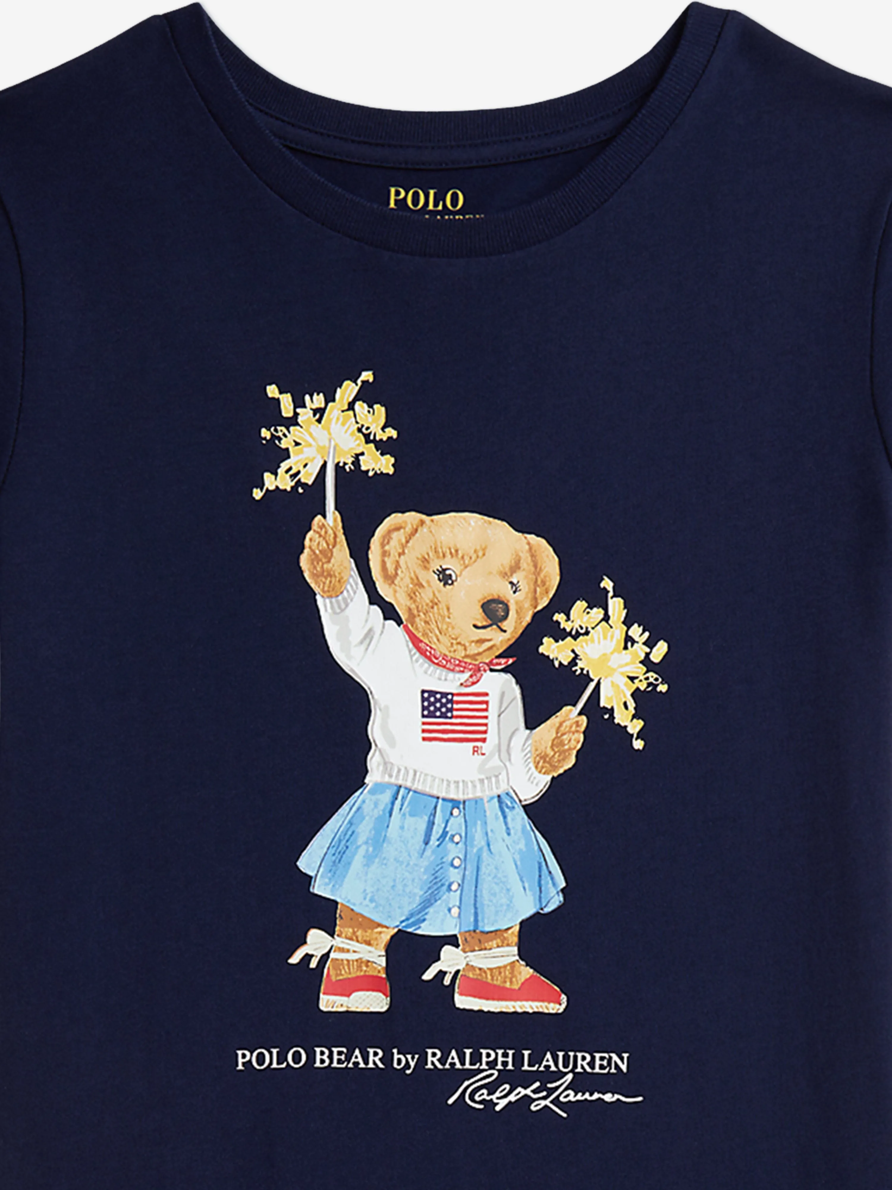 Girls Sparkler Polo Bear Jersey Dress in Navy