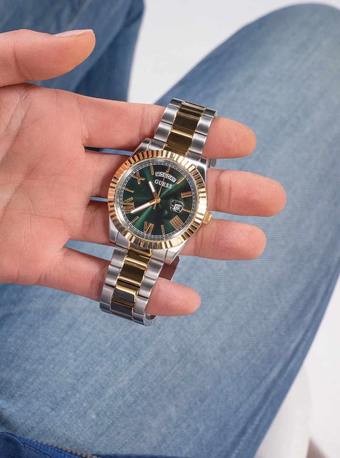 Gold Green Connoisseur Watch Guess