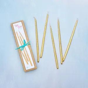 GOLDEN PARTY CANDLE, SET OF 12