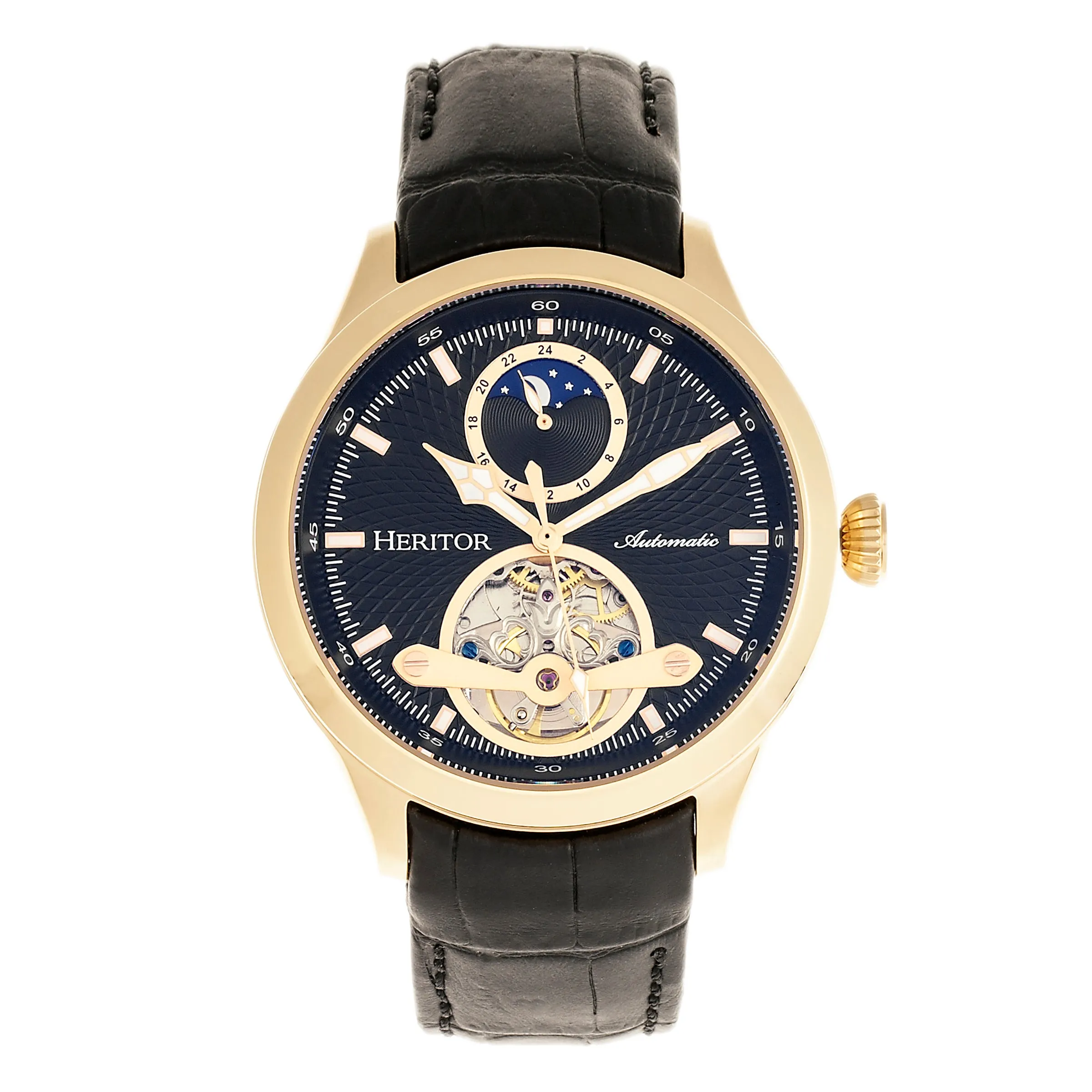 Gregory Semi-Skeleton Leather-Band Watch