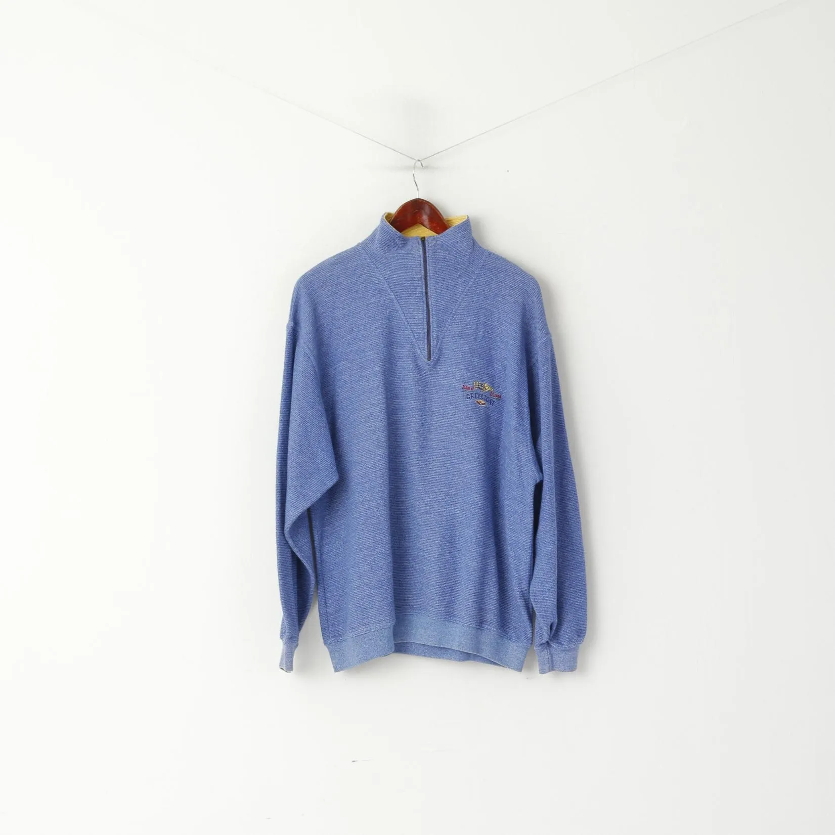 Greystone Men L Sweatshirt Blue Vintage Zip Neck State Of Arizona Cotton Top