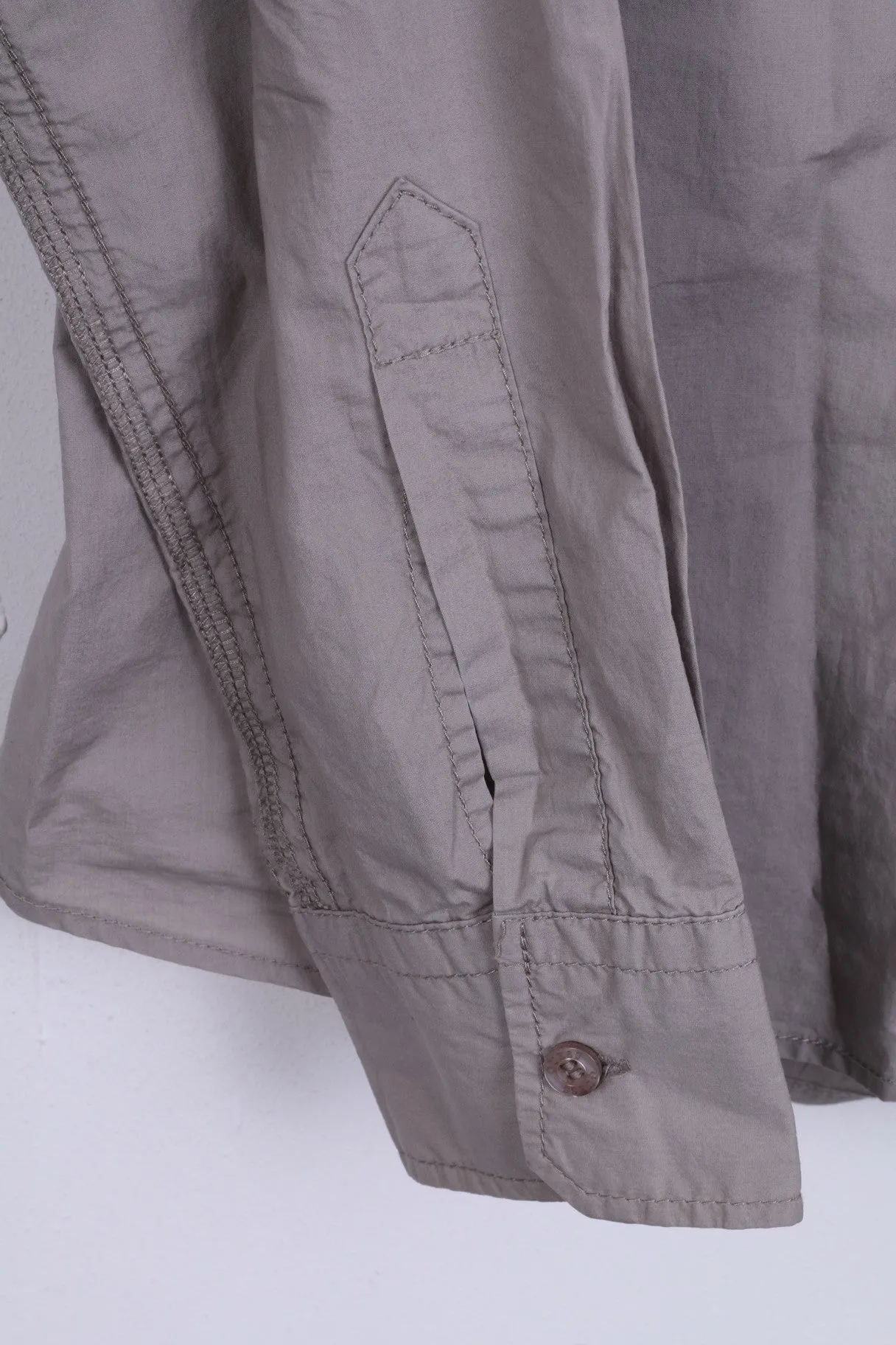 GUESS Mens S Casual Shirt Grey Cotton Long Sleeve Standard Collar