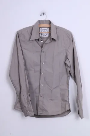 GUESS Mens S Casual Shirt Grey Cotton Long Sleeve Standard Collar