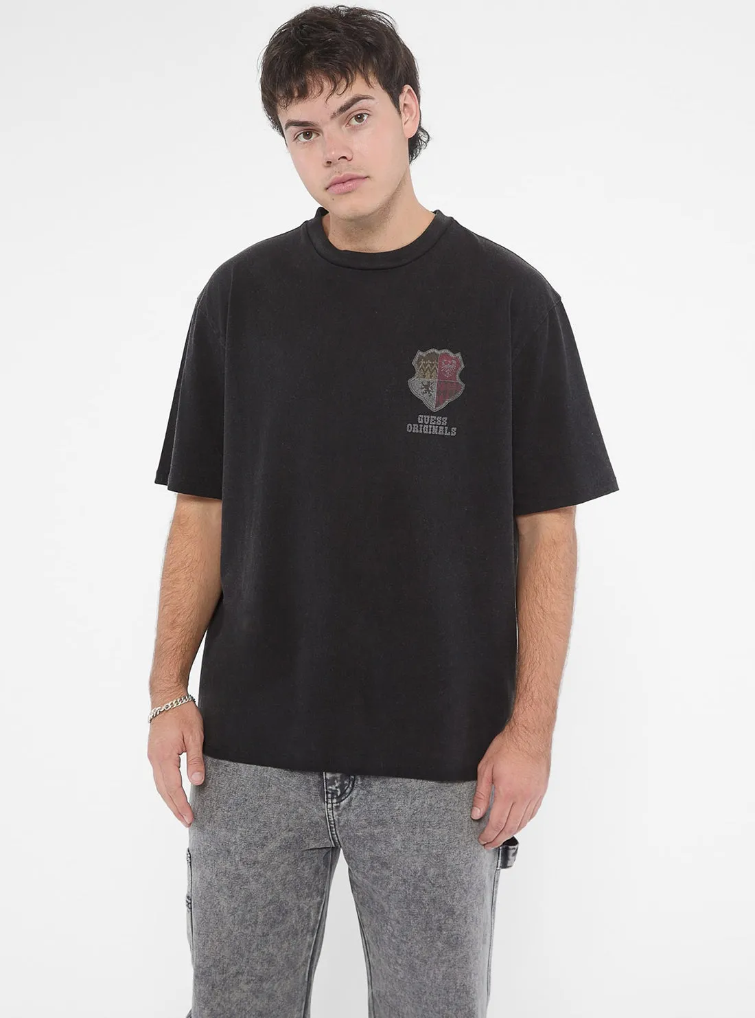 Guess Originals Black Varsity Graphic T-Shirt Guess