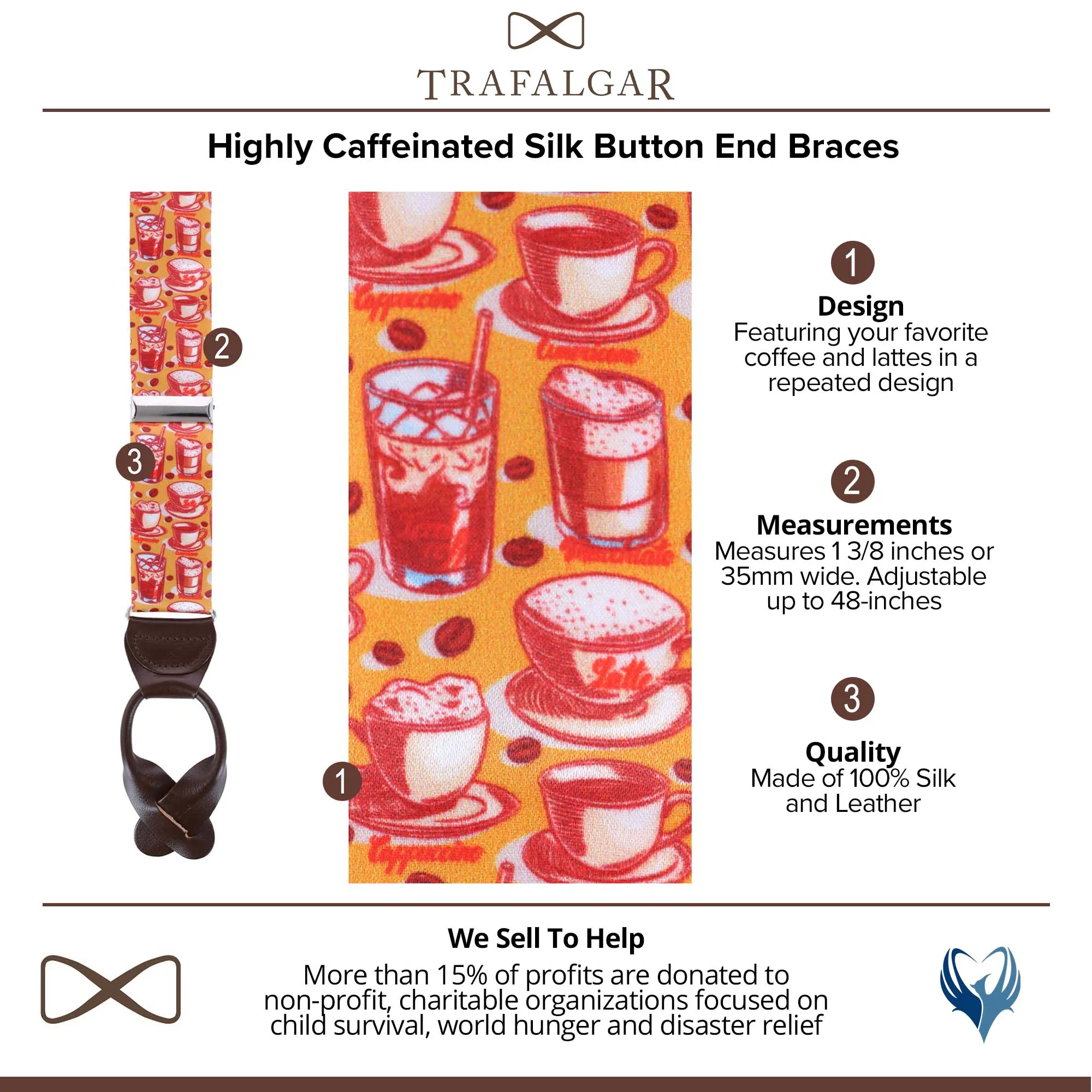 Highly Caffeinated Silk Button End Braces