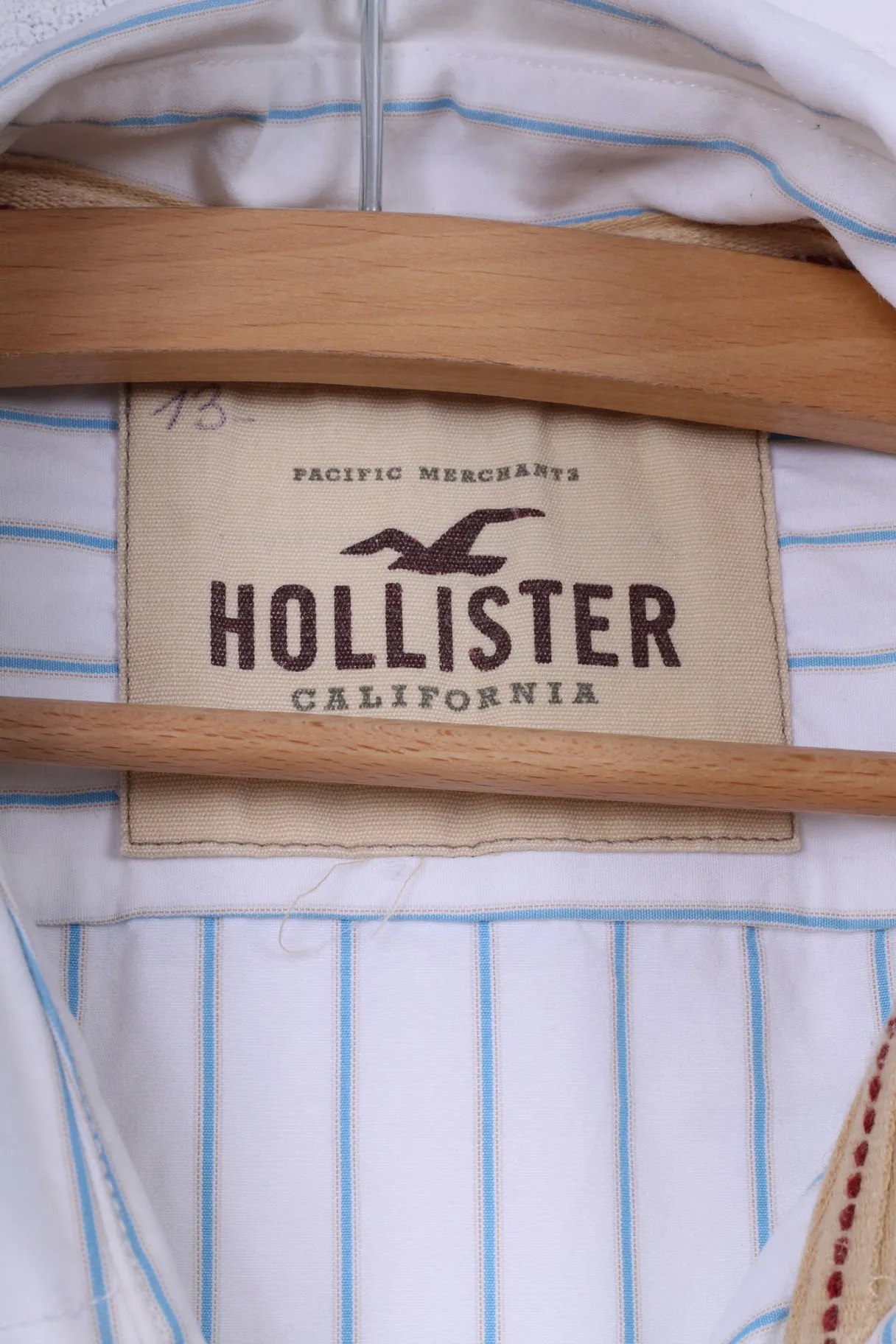 Hollister California Mens XL Casual Shirt Striped White Long Sleeve Cotton Top