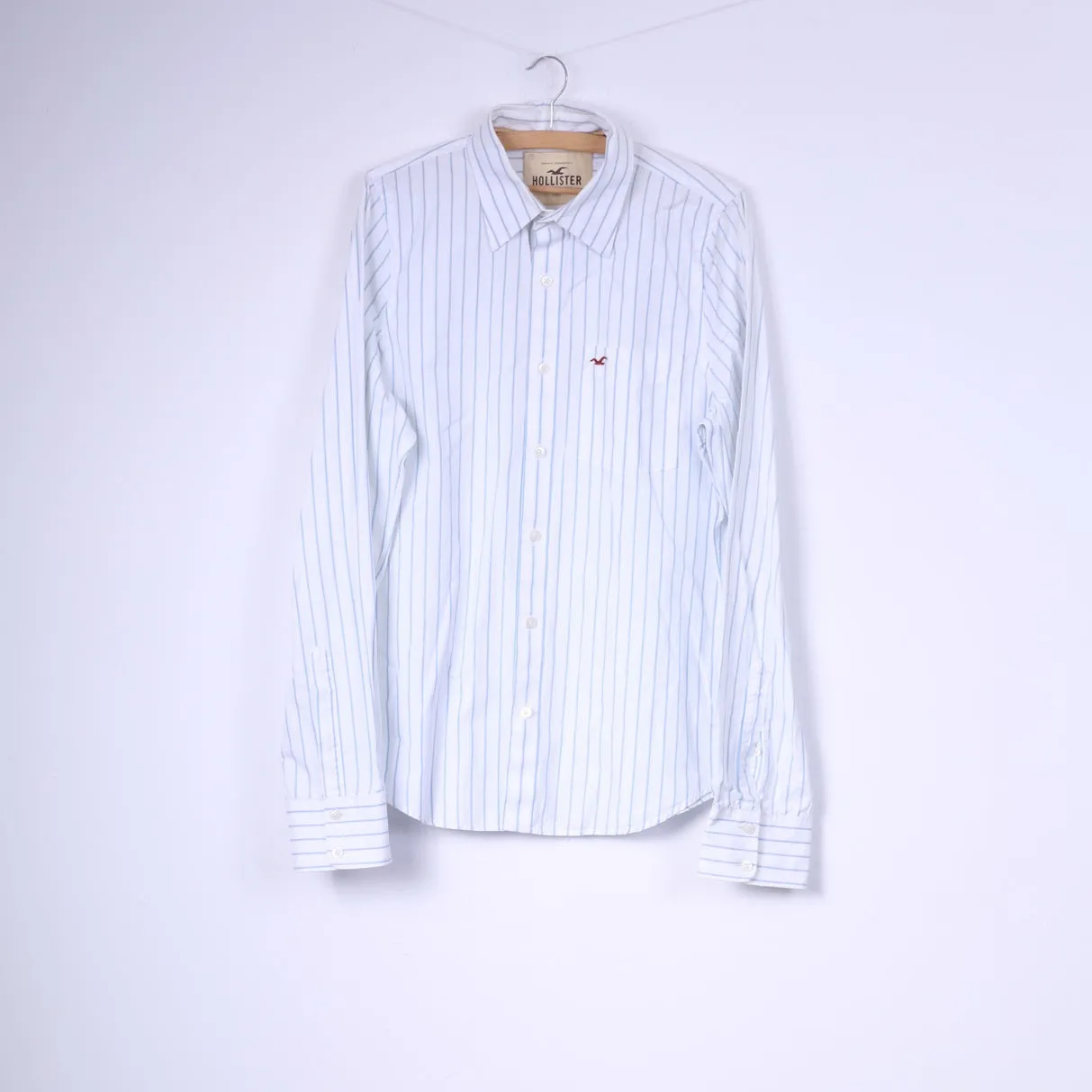 Hollister California Mens XL Casual Shirt Striped White Long Sleeve Cotton Top
