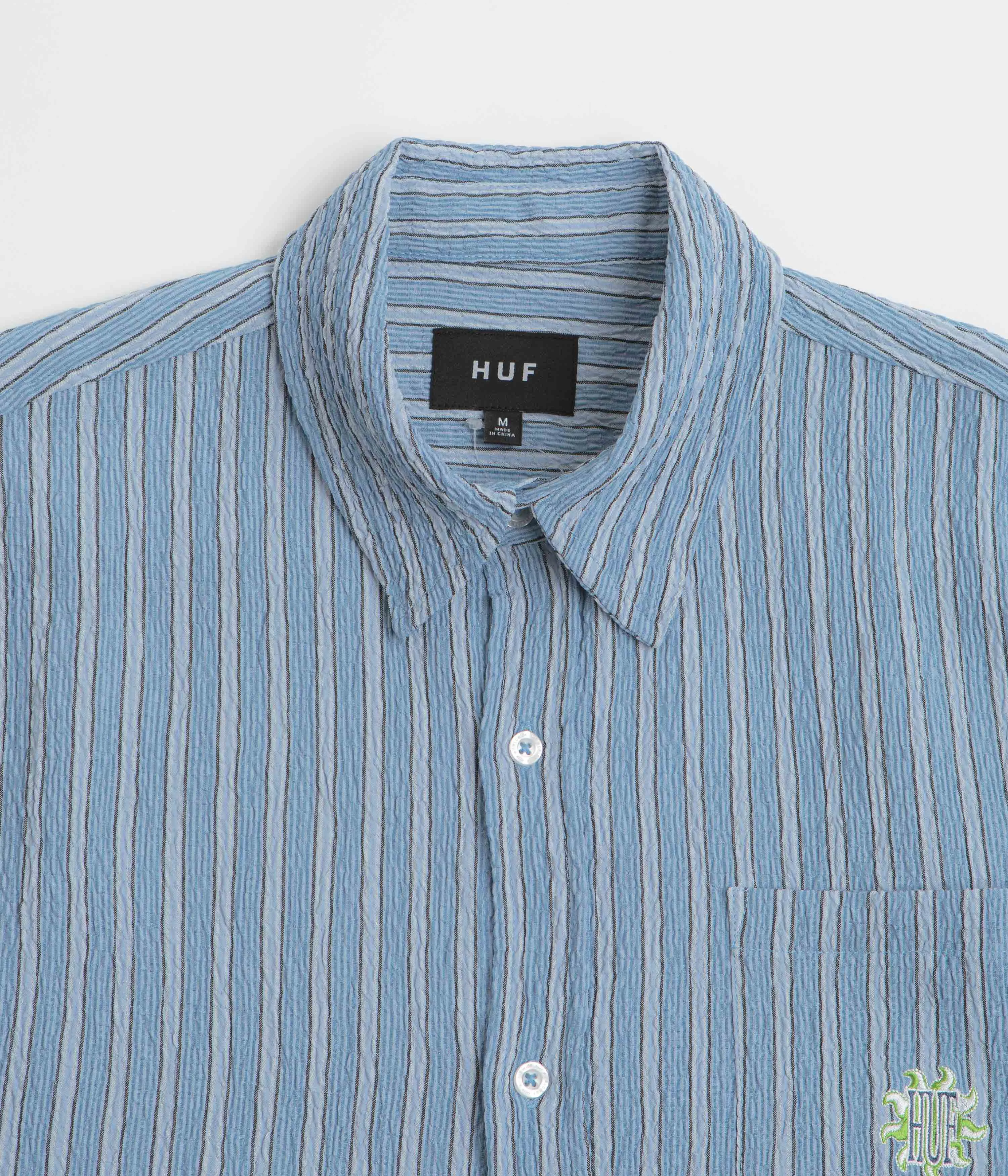 HUF Apollo Striped Short Sleeve Shirt - Pool Blue