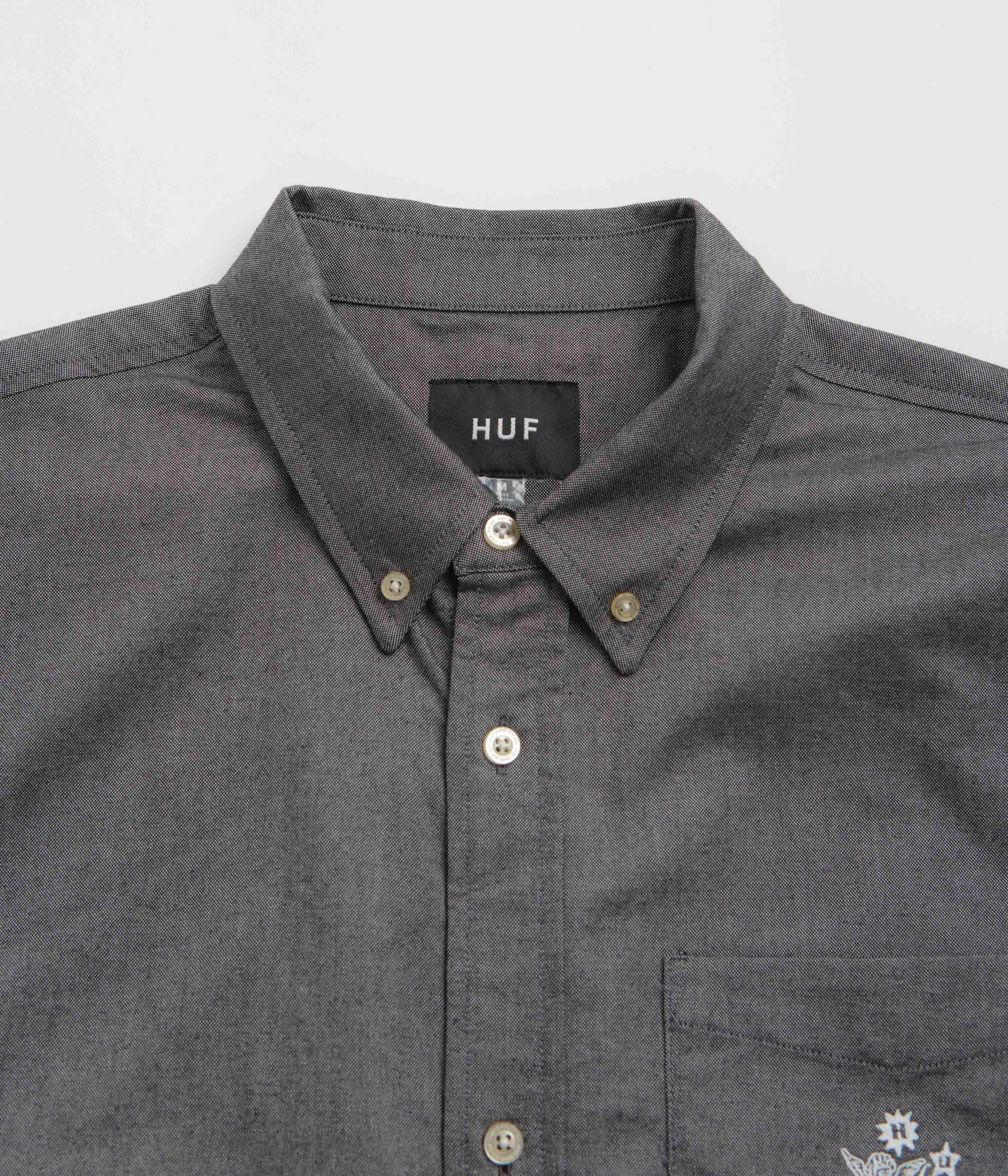 HUF Icarus Short Sleeve Oxford Shirt - Washed Black