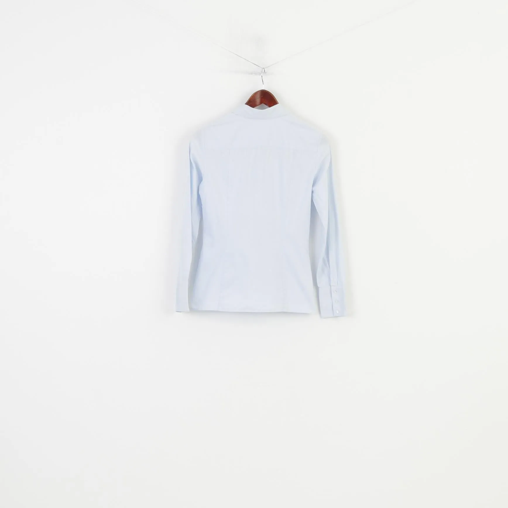 Hugo boss Woman 34 XS Casual Shirt Blue Small Dots Long Sleeve Collar Cotton Classic Top