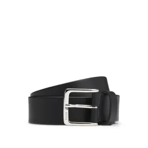 Italian-leather belt with silver-tone buckle