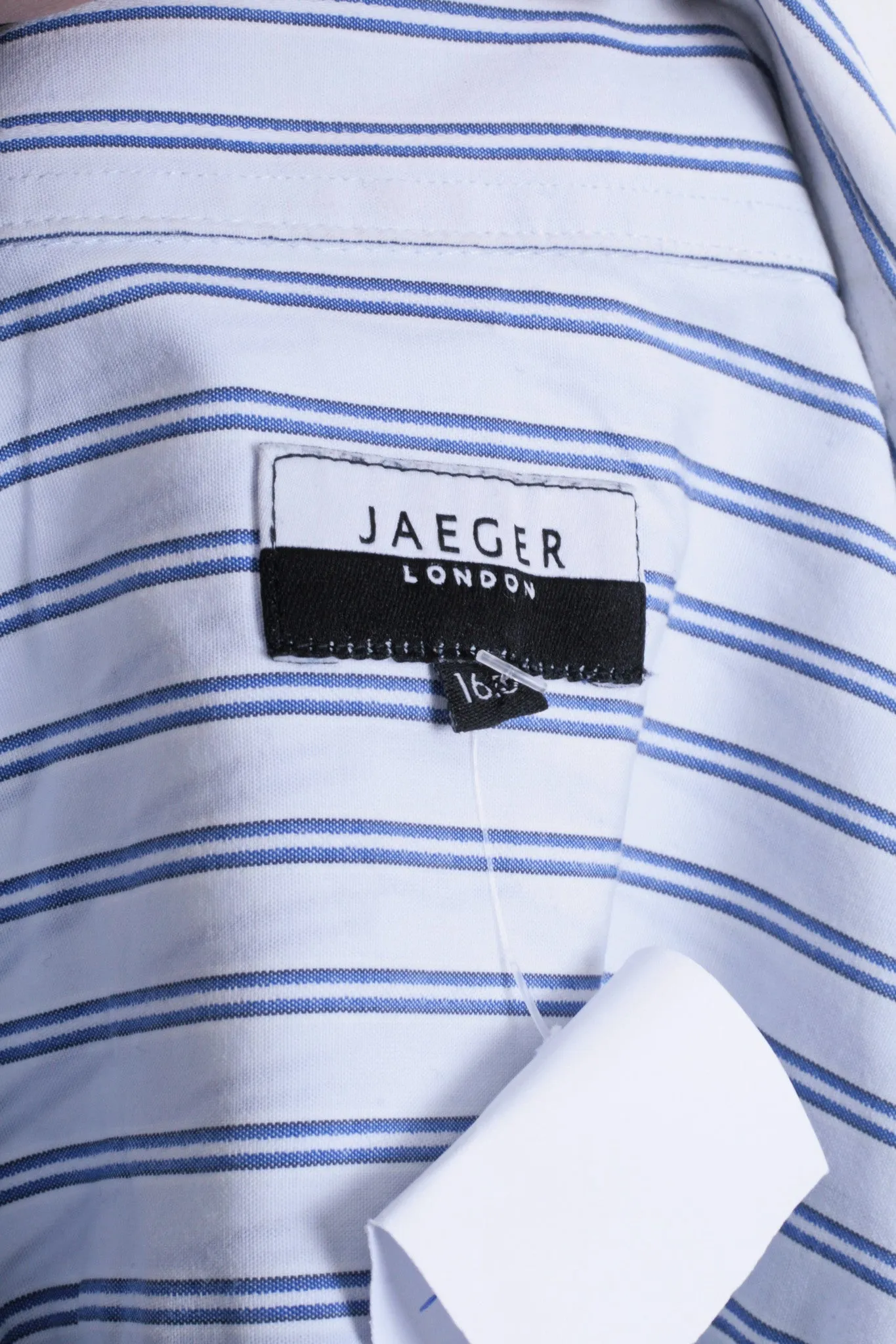 Jaeger London Mens 16.5 L XL Casual Shirt Striped White Cotton