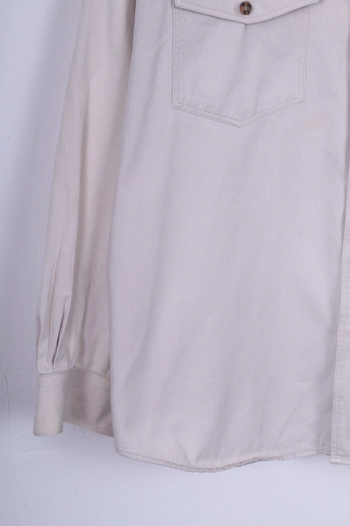 John F.Gee Jeanswear Mens 41/42 XL Casual Shirt Jeans Beige Detailed Buttons