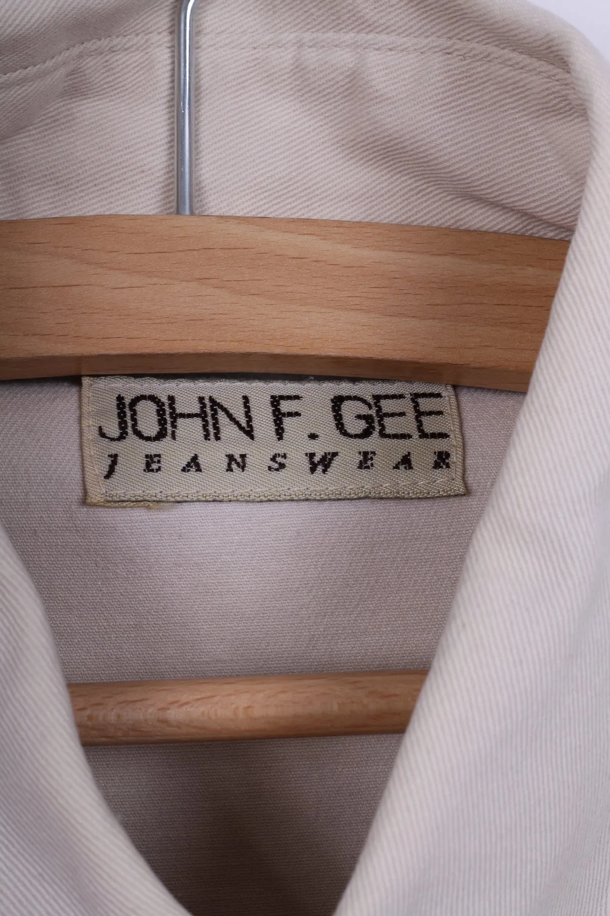 John F.Gee Jeanswear Mens 41/42 XL Casual Shirt Jeans Beige Detailed Buttons