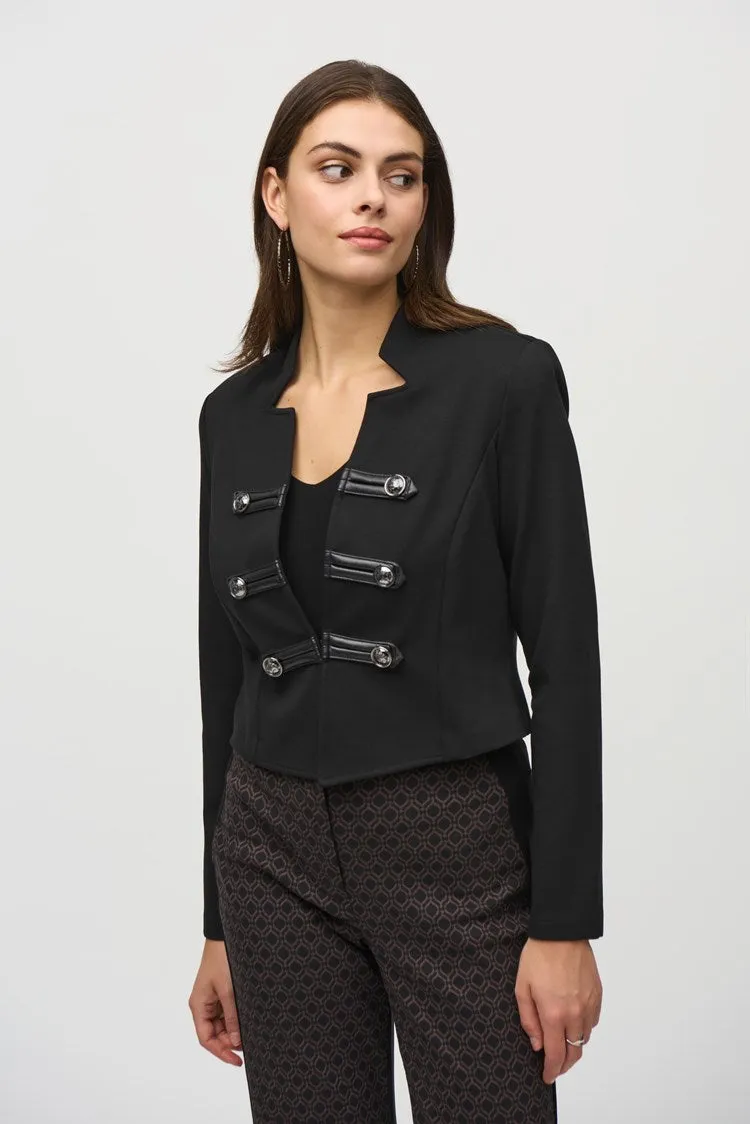 Joseph Ribkoff - Heavy Knit Cropped Military Jacket - 244127 - Black 1 x 10 left