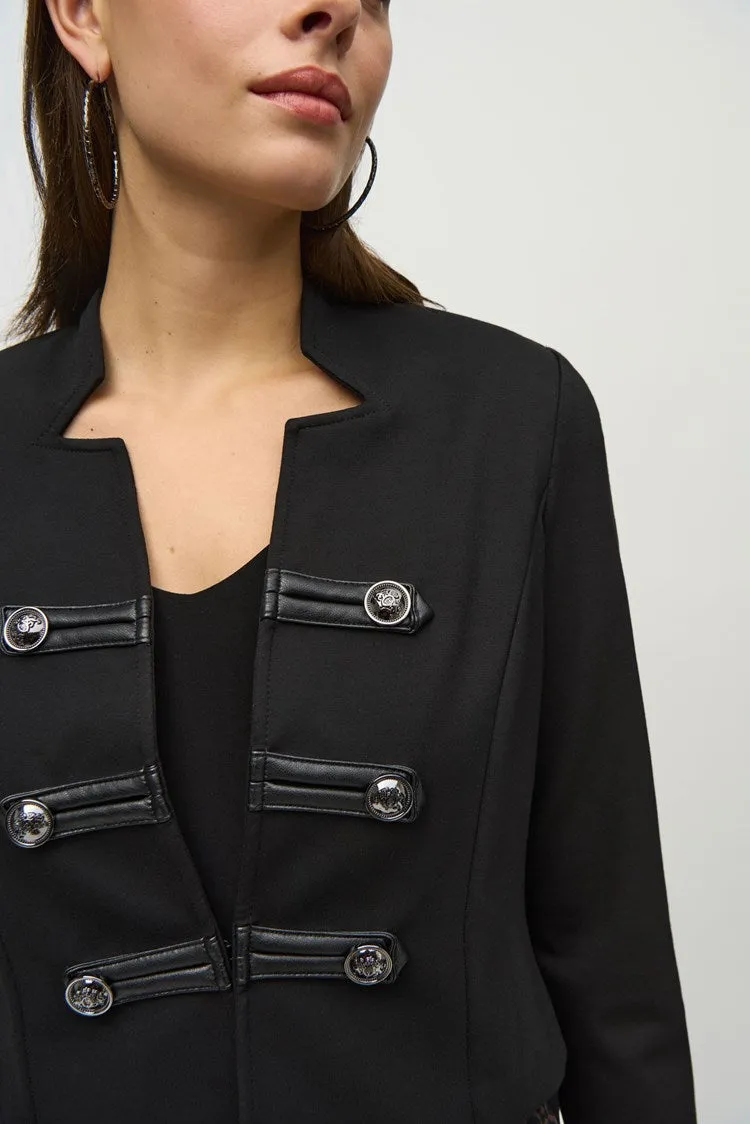 Joseph Ribkoff - Heavy Knit Cropped Military Jacket - 244127 - Black 1 x 10 left