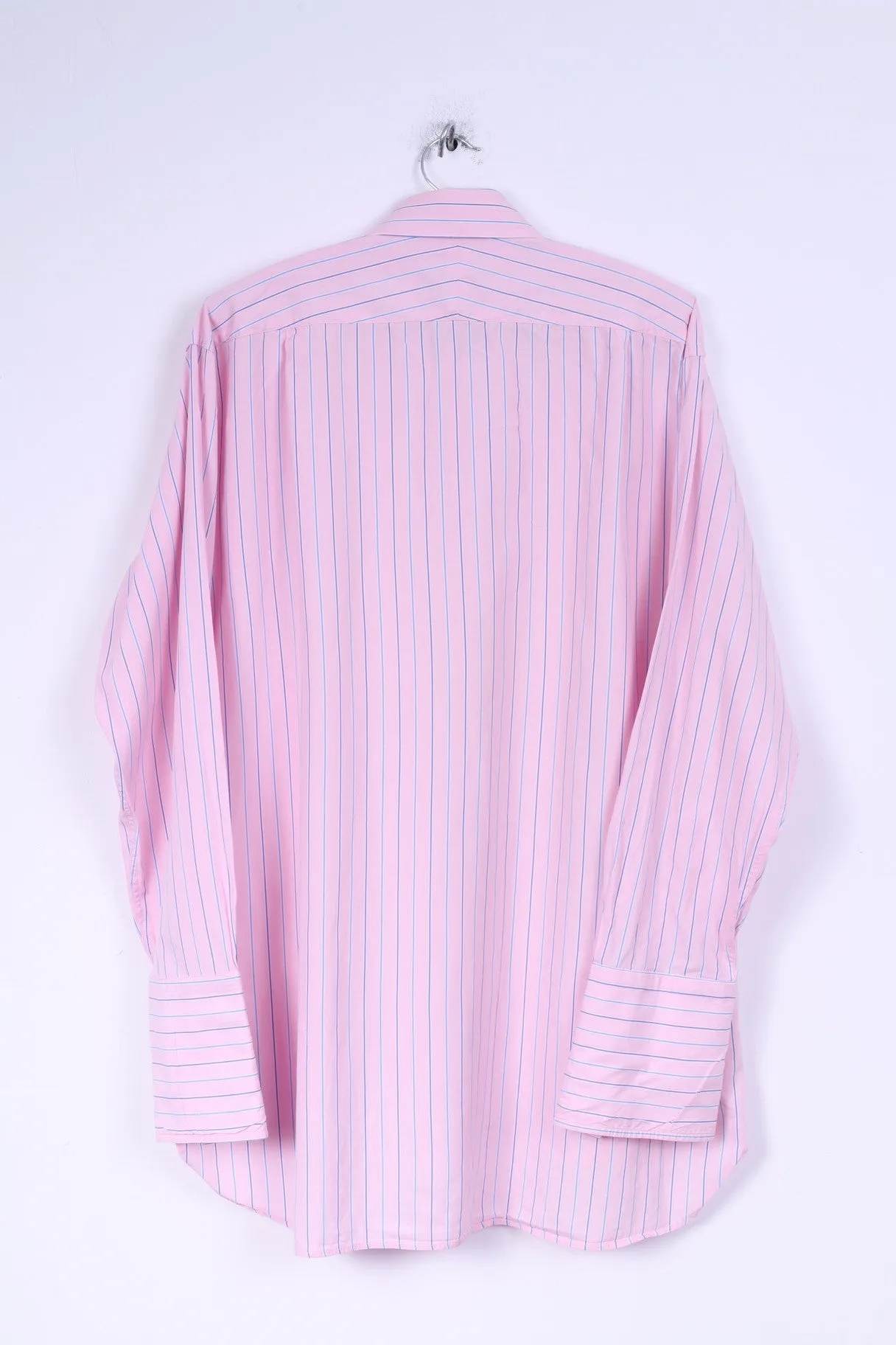 Joseph Turner Mens  34 16.5 XL Casual Shirt Pink Striped Cotton Long Sleeve