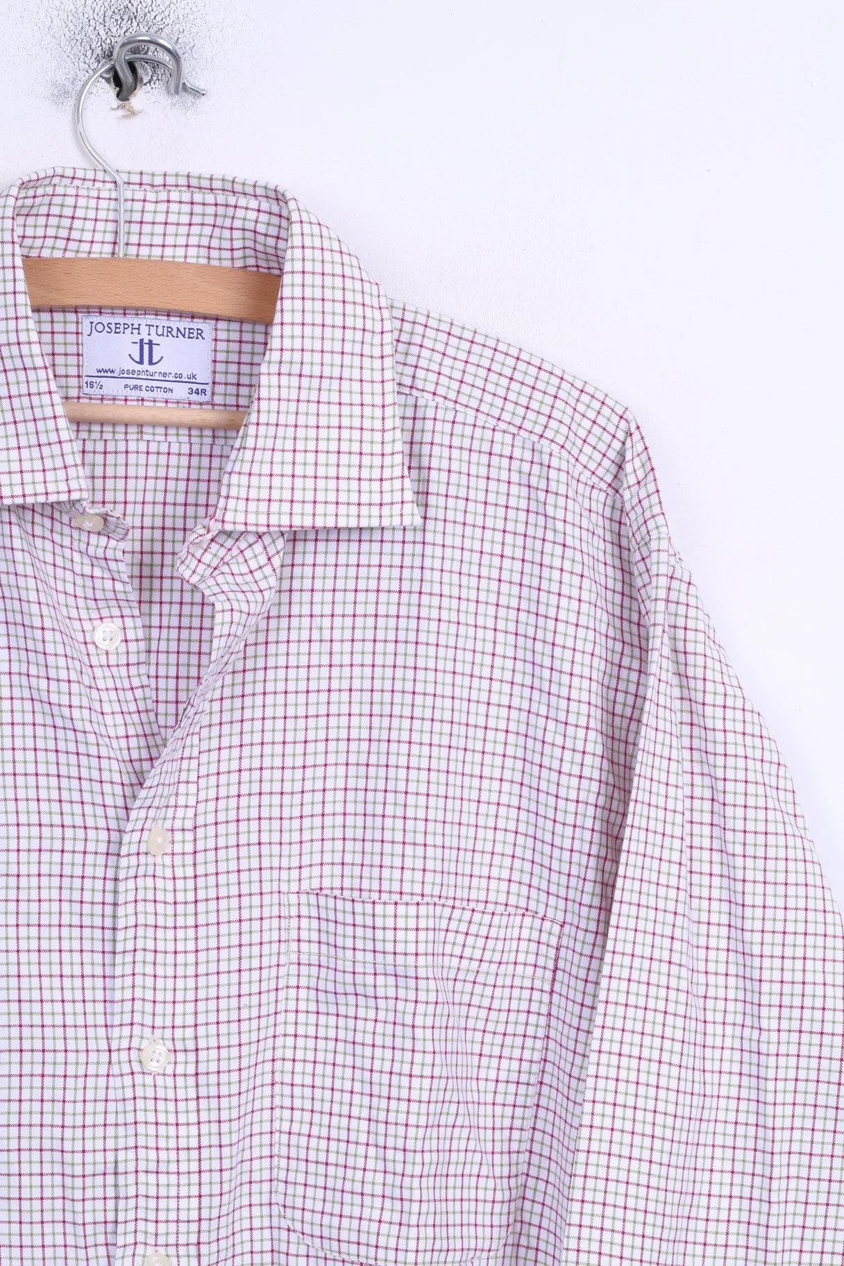 Joseph Turner Mens 34R Casual Shirt Button Down Collar 16,5 Check Cotton