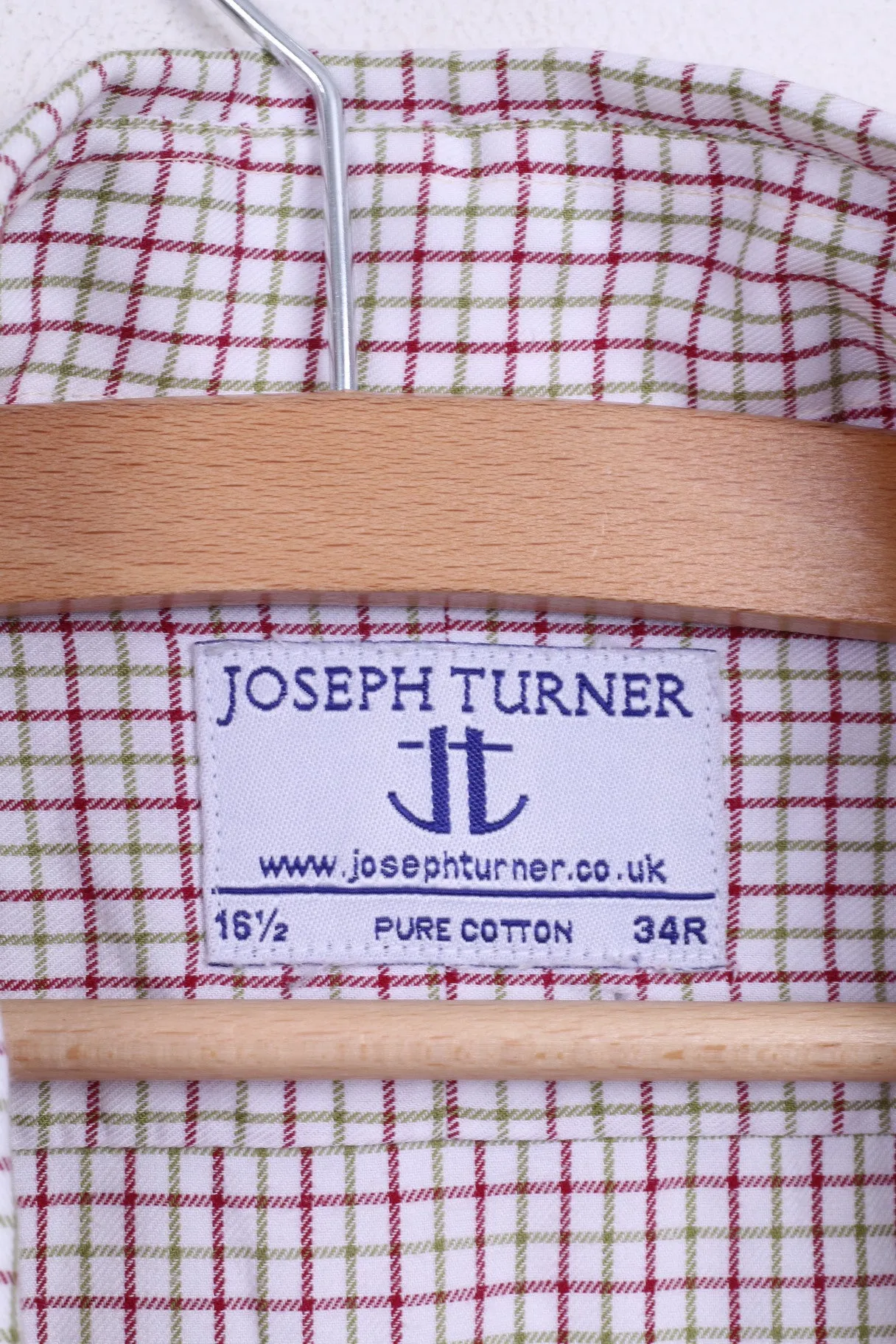 Joseph Turner Mens 34R Casual Shirt Button Down Collar 16,5 Check Cotton