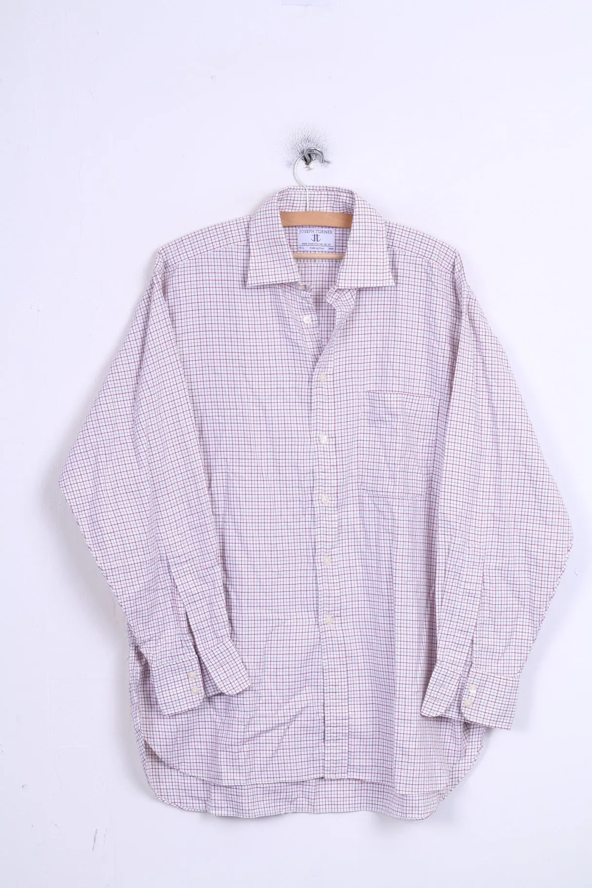 Joseph Turner Mens 34R Casual Shirt Button Down Collar 16,5 Check Cotton