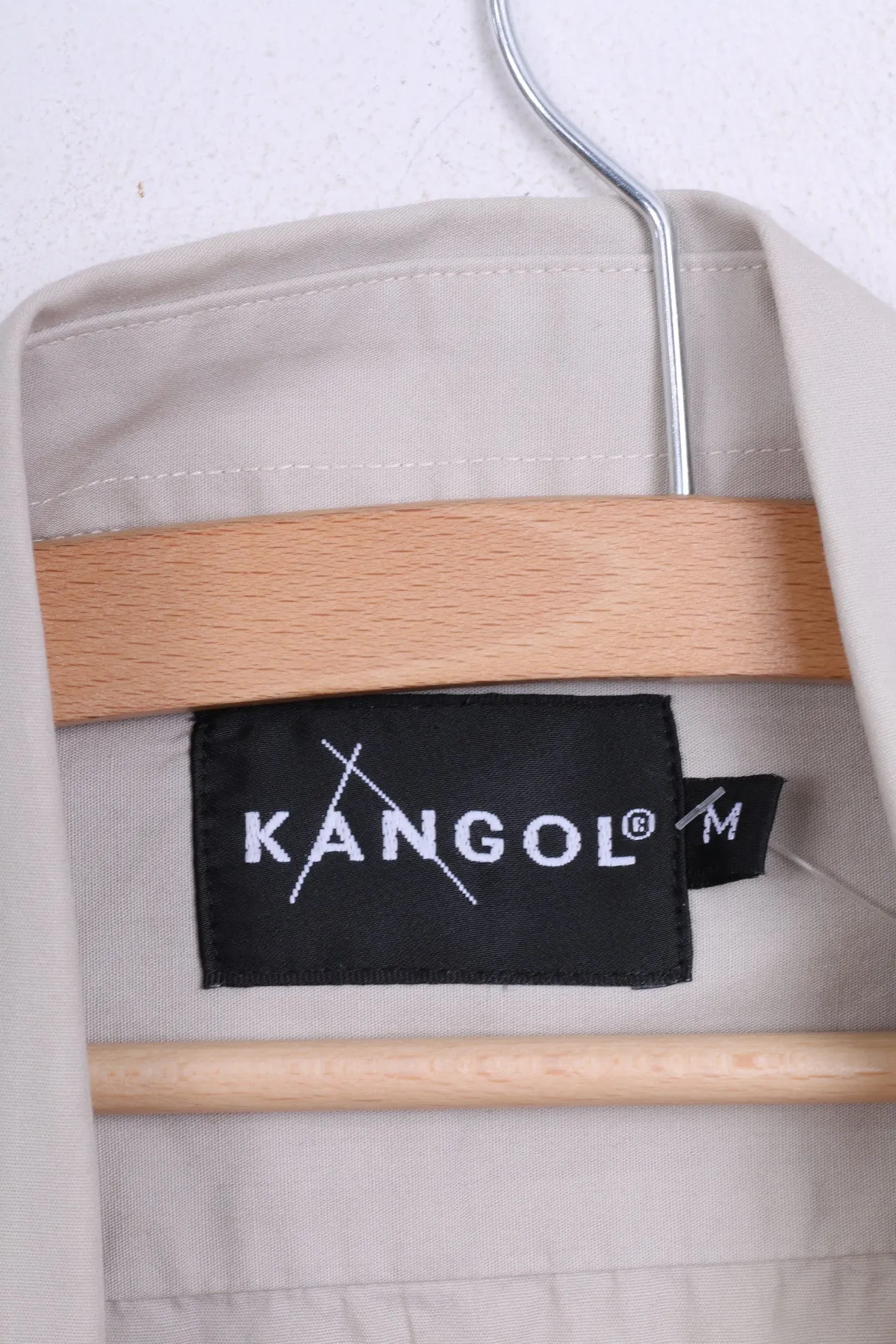 KANGOL Mens M Casual Shirt Light Grey Cotton Standard Collar