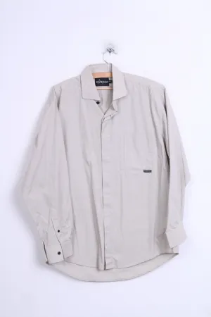KANGOL Mens M Casual Shirt Light Grey Cotton Standard Collar