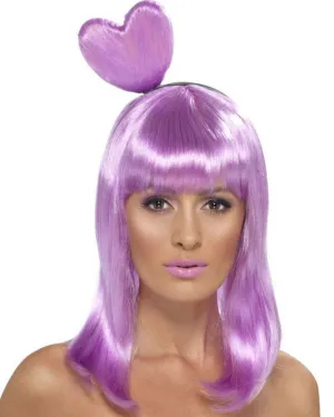 Katy Candy Queen Short Lilac Wig with Heart Headband