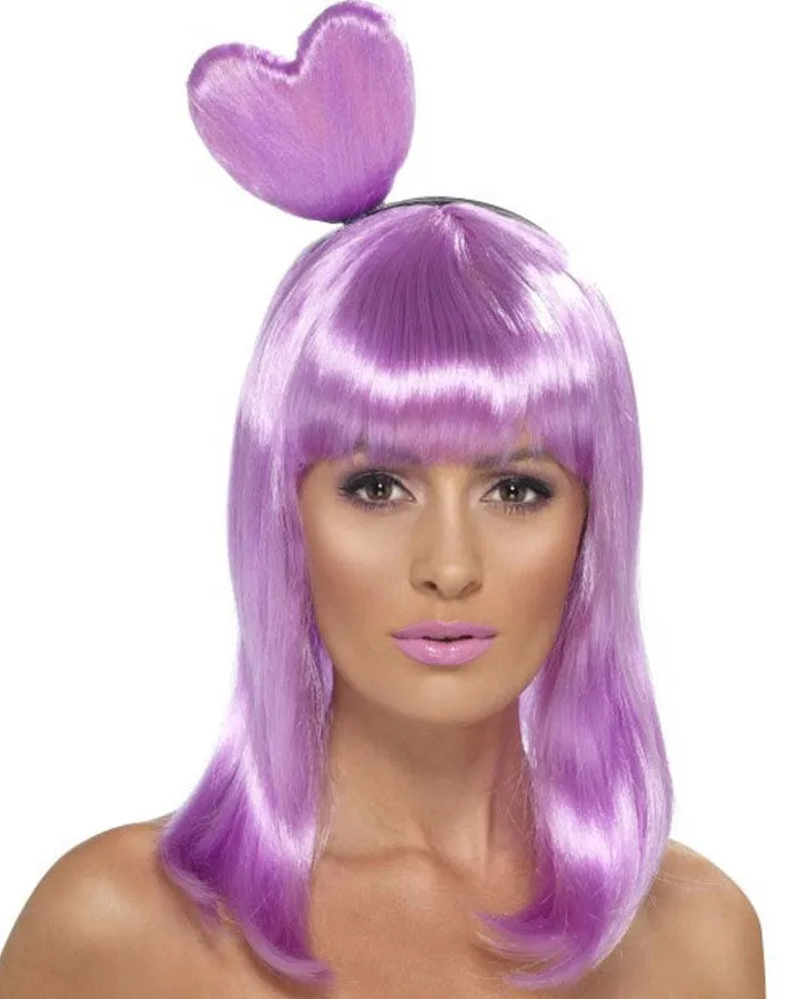 Katy Candy Queen Short Lilac Wig with Heart Headband