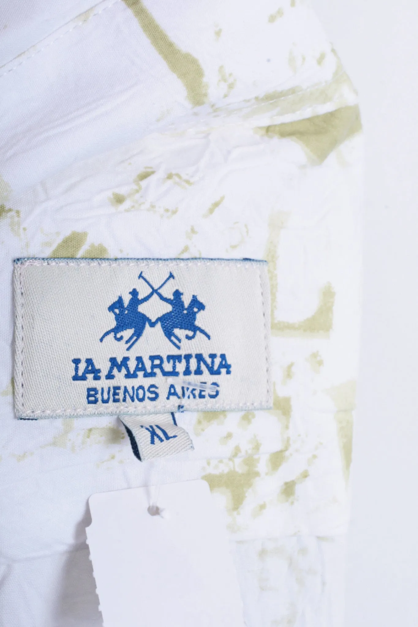 La Martina Mens XL Casual Shirt White Buenos Aires Cotton Short Sleeve