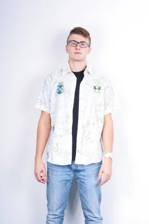 La Martina Mens XL Casual Shirt White Buenos Aires Cotton Short Sleeve