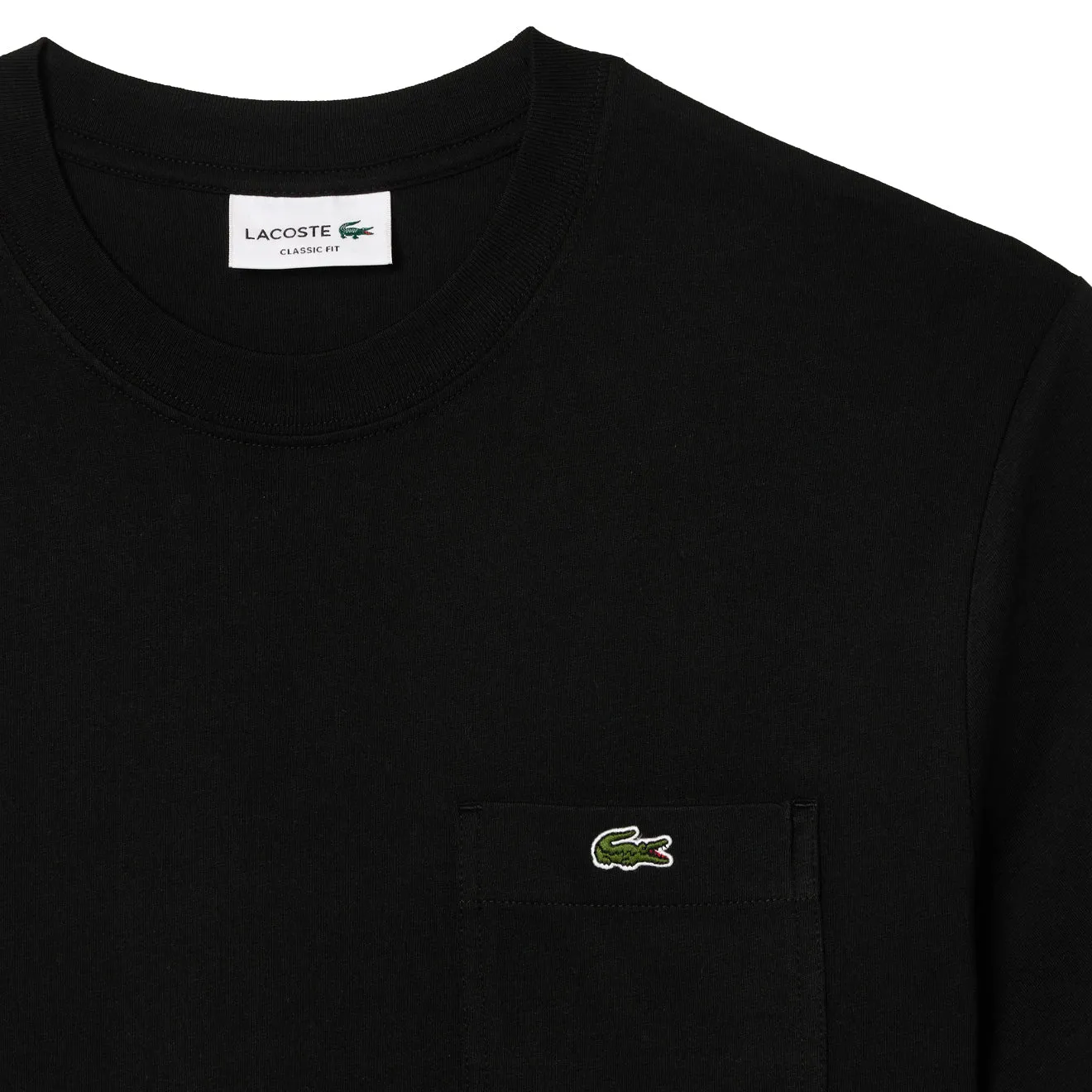 Lacoste Cotton T-Shirt with Breast Pocket Black