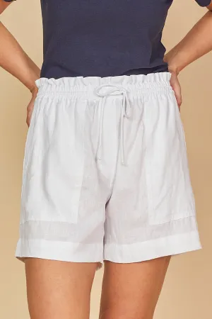 Lizey Linen A-Line Shorts in White Adrift