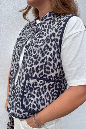 Lolly's Laundry Cairo Grey Leopard Print Quilted Vest