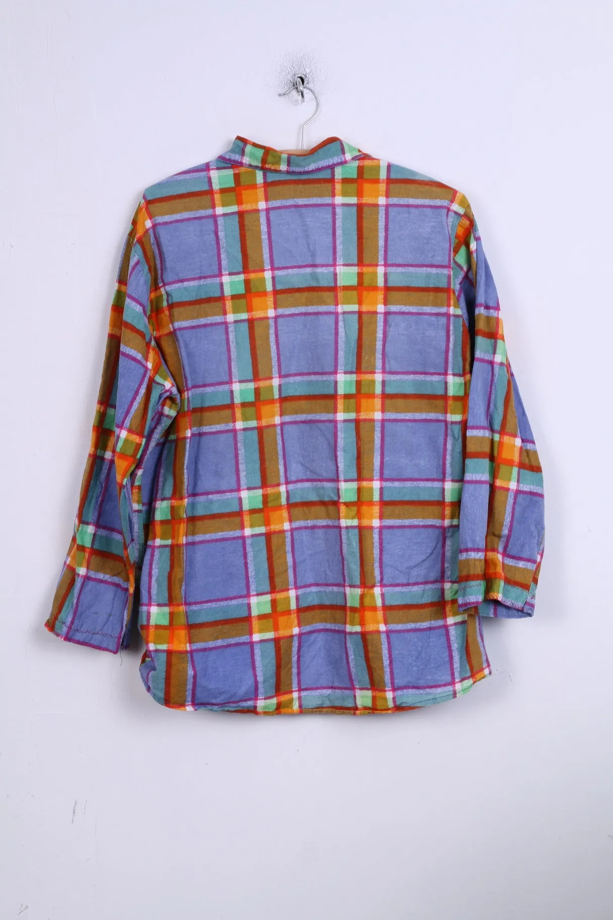 Lora Mens 42 176-182 Casual Shirt Check Blue Orange