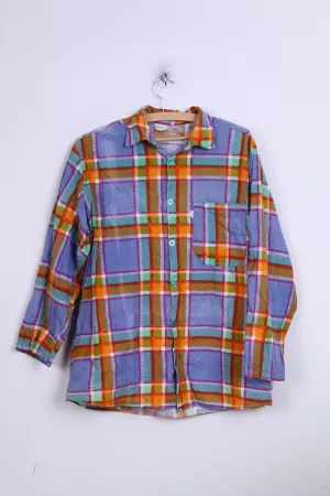 Lora Mens 42 176-182 Casual Shirt Check Blue Orange