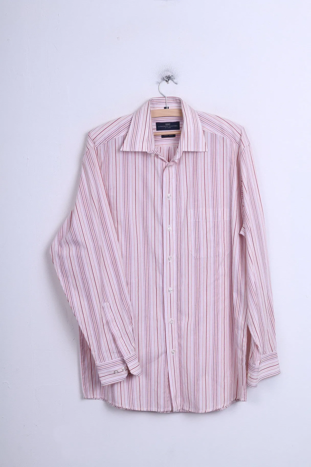LORENZO CALVINO Milano Mens M 39 Casual Shirt Pink Cotton
