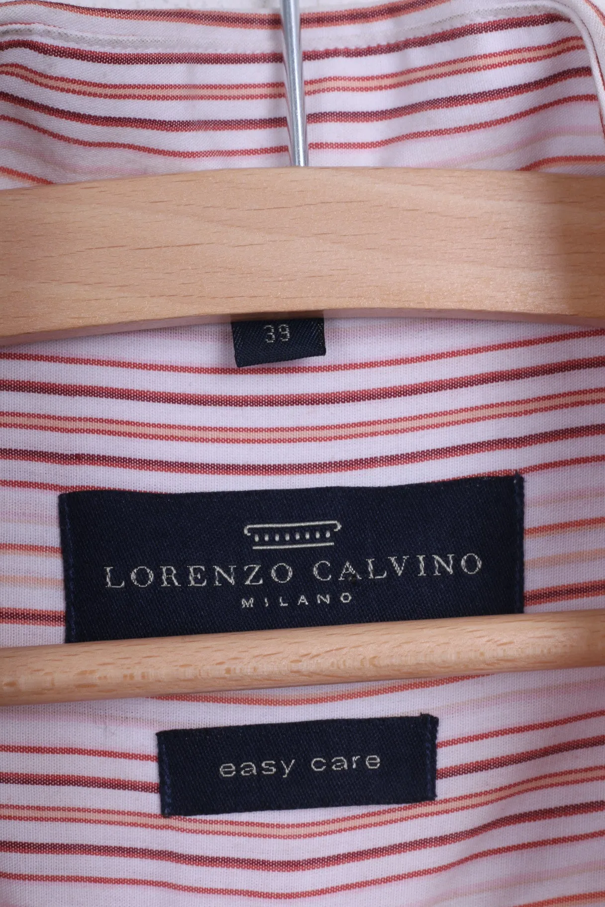 LORENZO CALVINO Milano Mens M 39 Casual Shirt Pink Cotton