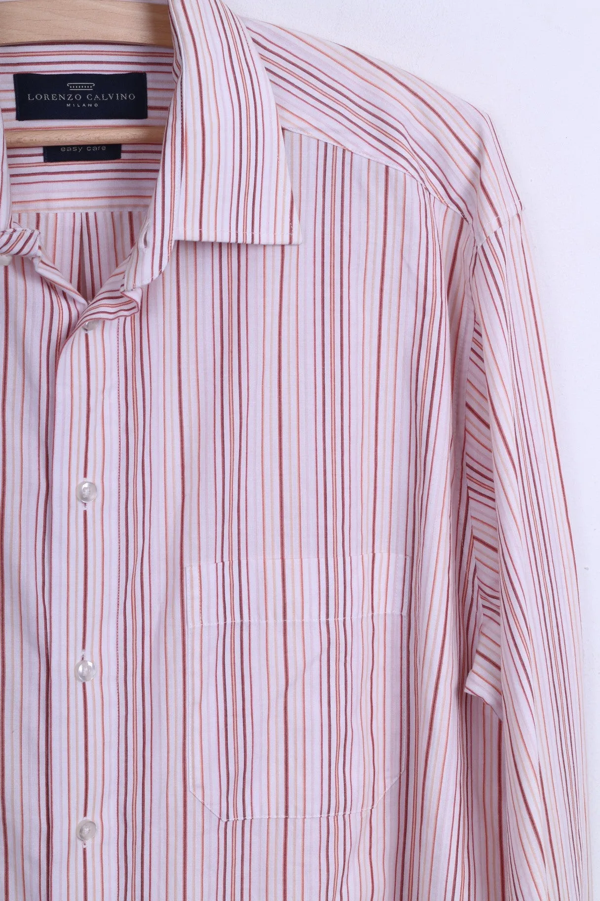LORENZO CALVINO Milano Mens M 39 Casual Shirt Pink Cotton
