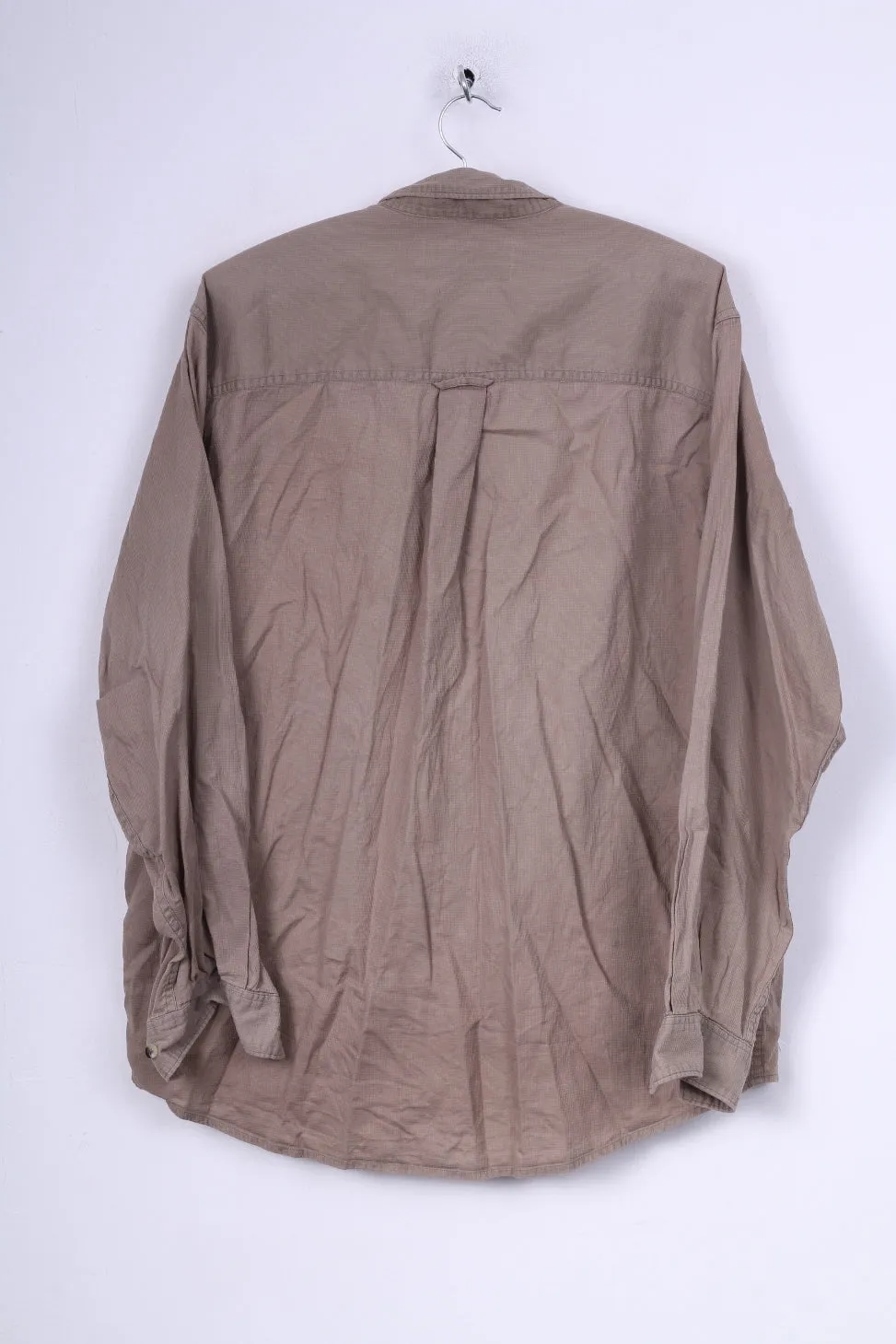 Marlboro Classsics Mens L Casual Shirt Light Brown Cotton Button Down Collar